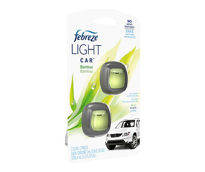 Febreze LIGHT Odor-Eliminating Car Freshener Vent Clip Bamboo, .06 fl. oz. Car Vent Clip, 2 Count