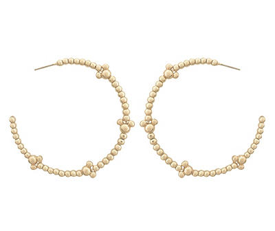 Goldtone Mickey Icon Beaded Hoop Earrings