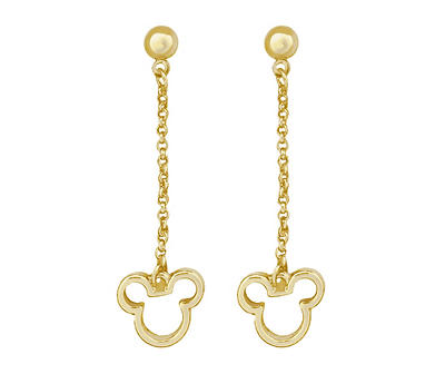 Goldtone Mickey Icon Chain Drop Earrings