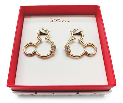 Goldtone & Crystal Mickey Icon Hoop Earrings