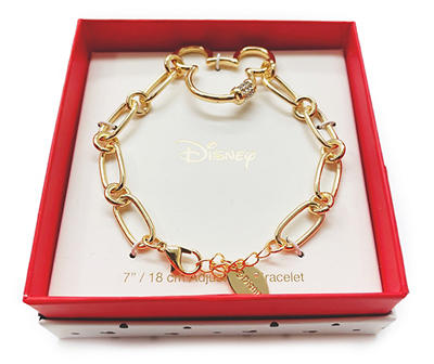 Goldtone & Crystal Mickey Icon Link Bracelet