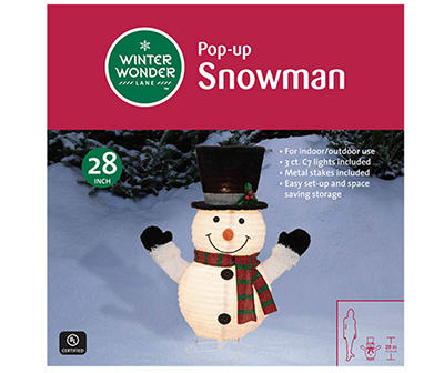 28" Light-Up Pop-Up Snowman