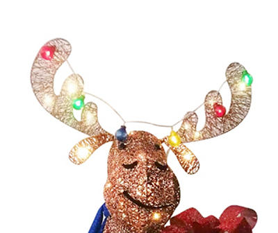 36" LED Moose Holding Gift Box