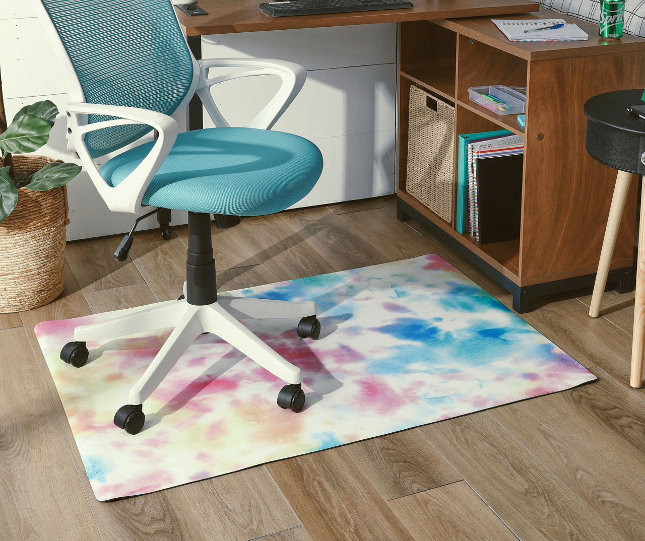 Real Living Blue, Pink & Yellow Tie-Dye Chair Mat