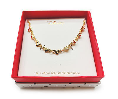 Goldtone Mickey Icon & Heart Chain Necklace