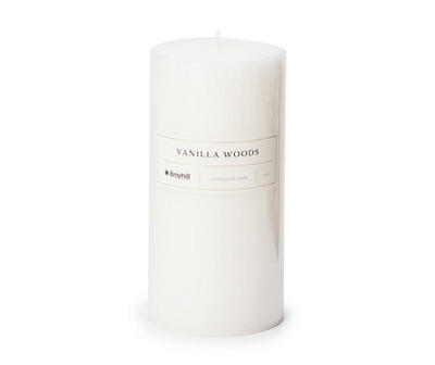Vanilla Woods White Pillar Candle, (6