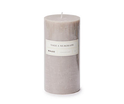 Sage & Seagrass Warm Gray Pillar Candle, (6