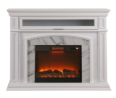 62" Grand White Faux Marble Electric Fireplace