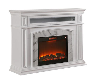 62" Grand White Faux Marble Electric Fireplace