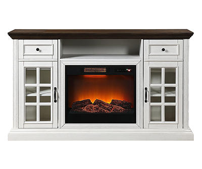 60" White 2-Tone Electric Fireplace Console