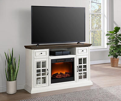 60" White 2-Tone Electric Fireplace Console