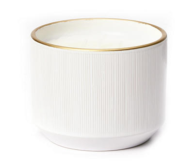 Sparkling Mandarin White Rib Ceramic 3-Wick Jar Candle, 17 oz.
