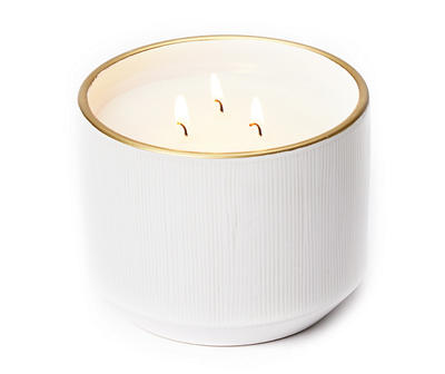 Sparkling Mandarin White Rib Ceramic 3-Wick Jar Candle, 17 oz.