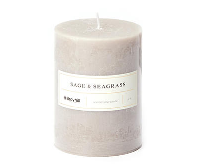 Sage & Seagrass Warm Gray Pillar Candle, (4
