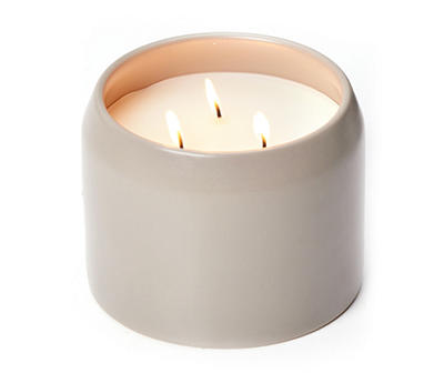 Vanilla Woods Gray Matte Ceramic 3-Wick Jar Candle, 19 oz.
