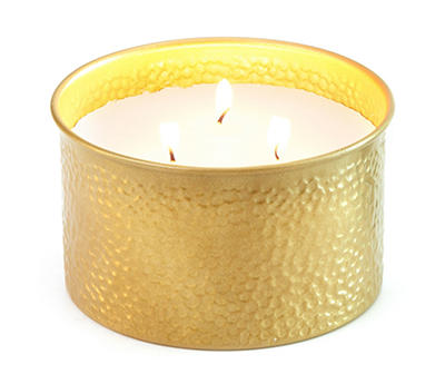 White Cashmere Gold Hammered Tin 3-Wick Candle, 21 oz.