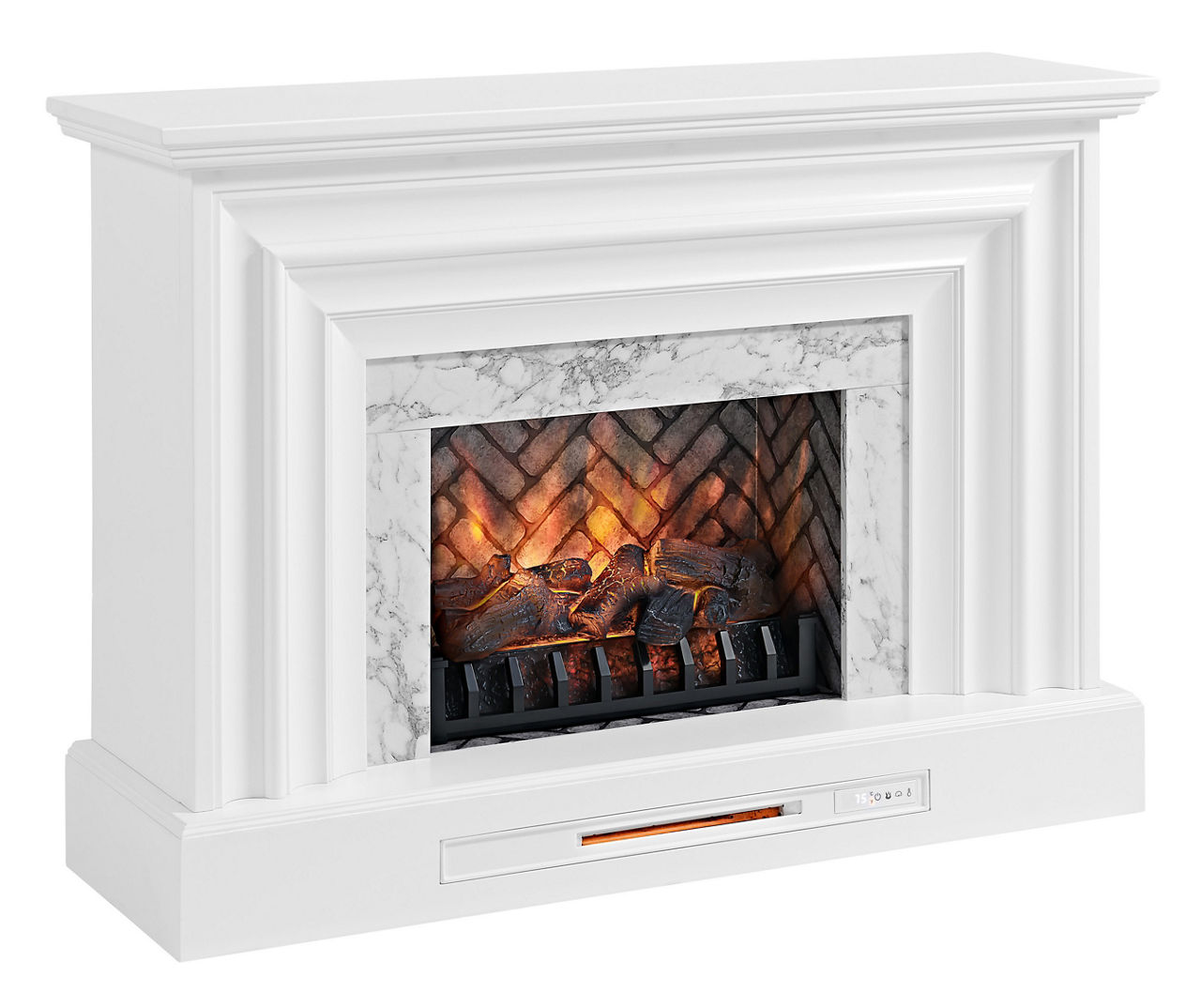 53.5" White Marble Petite Grand Electric Fireplace