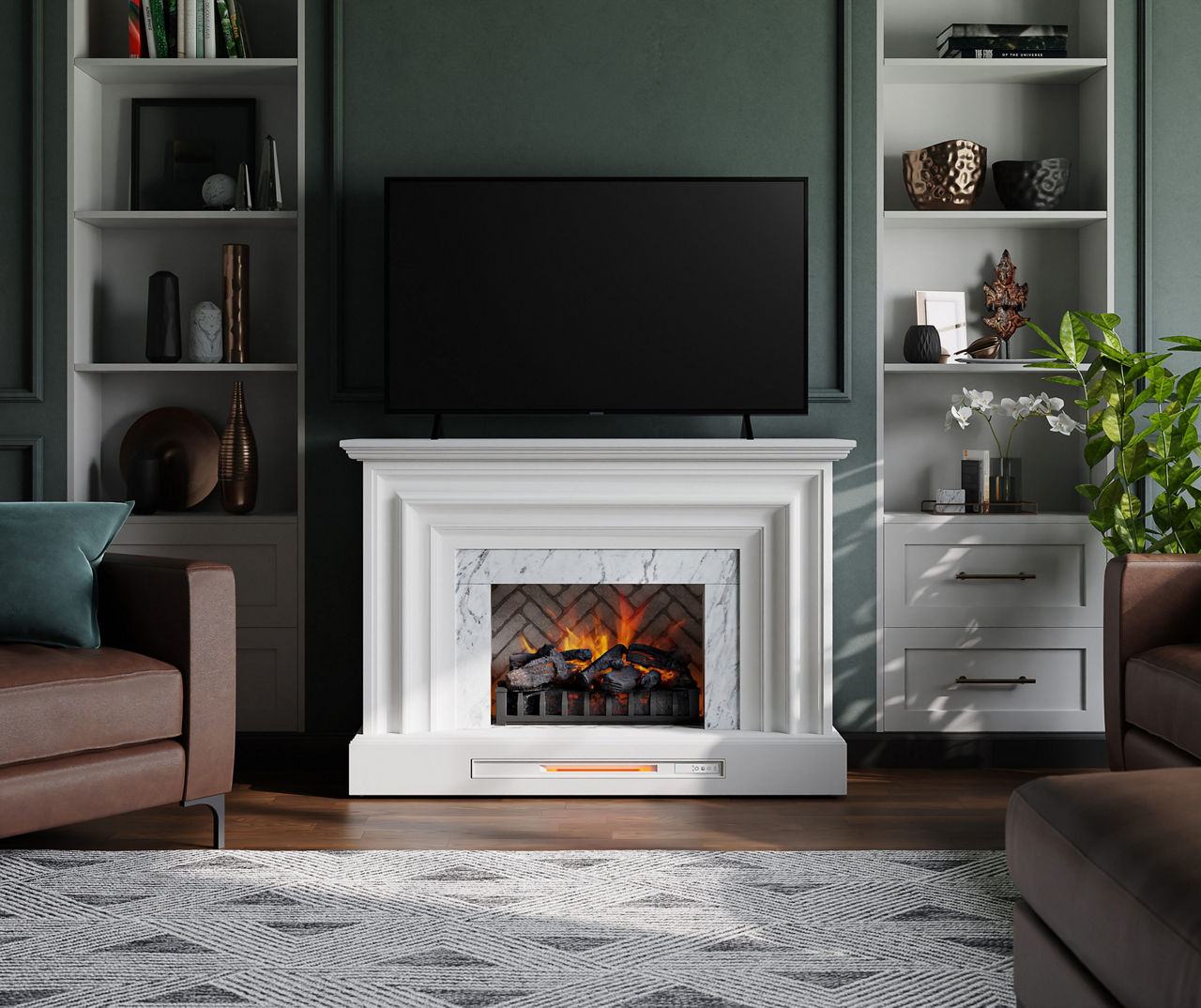 white electric fireplace