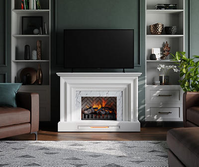 53.5" White Marble Petite Grand Electric Fireplace