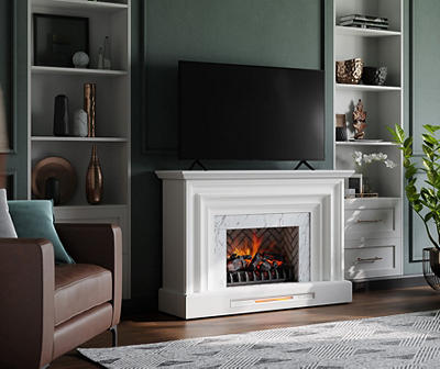 53.5" White Marble Petite Grand Electric Fireplace