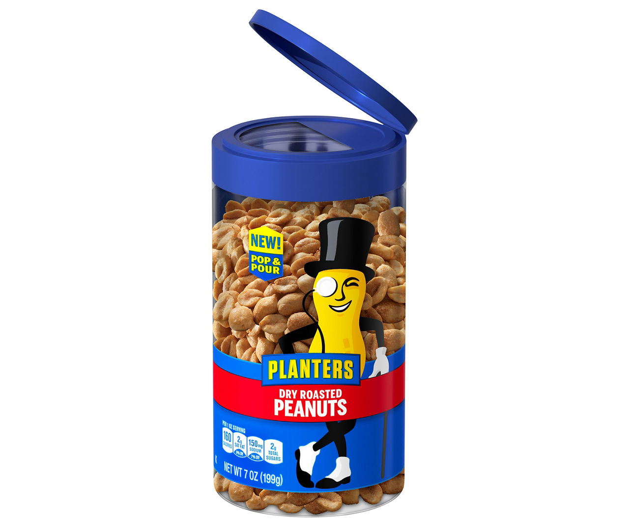PLANTERS® Pop & Pour Dry Roasted Peanuts, 7 oz jar - PLANTERS® Brand