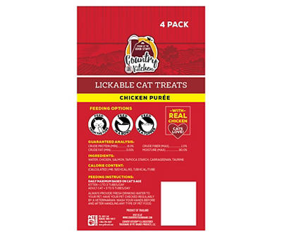 Chicken Puree Lickable Cat Treats, 4-Pack