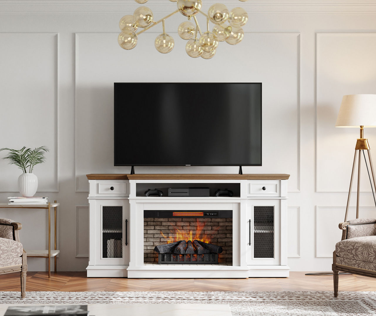 70 inch tv stand on sale with fireplace big lots