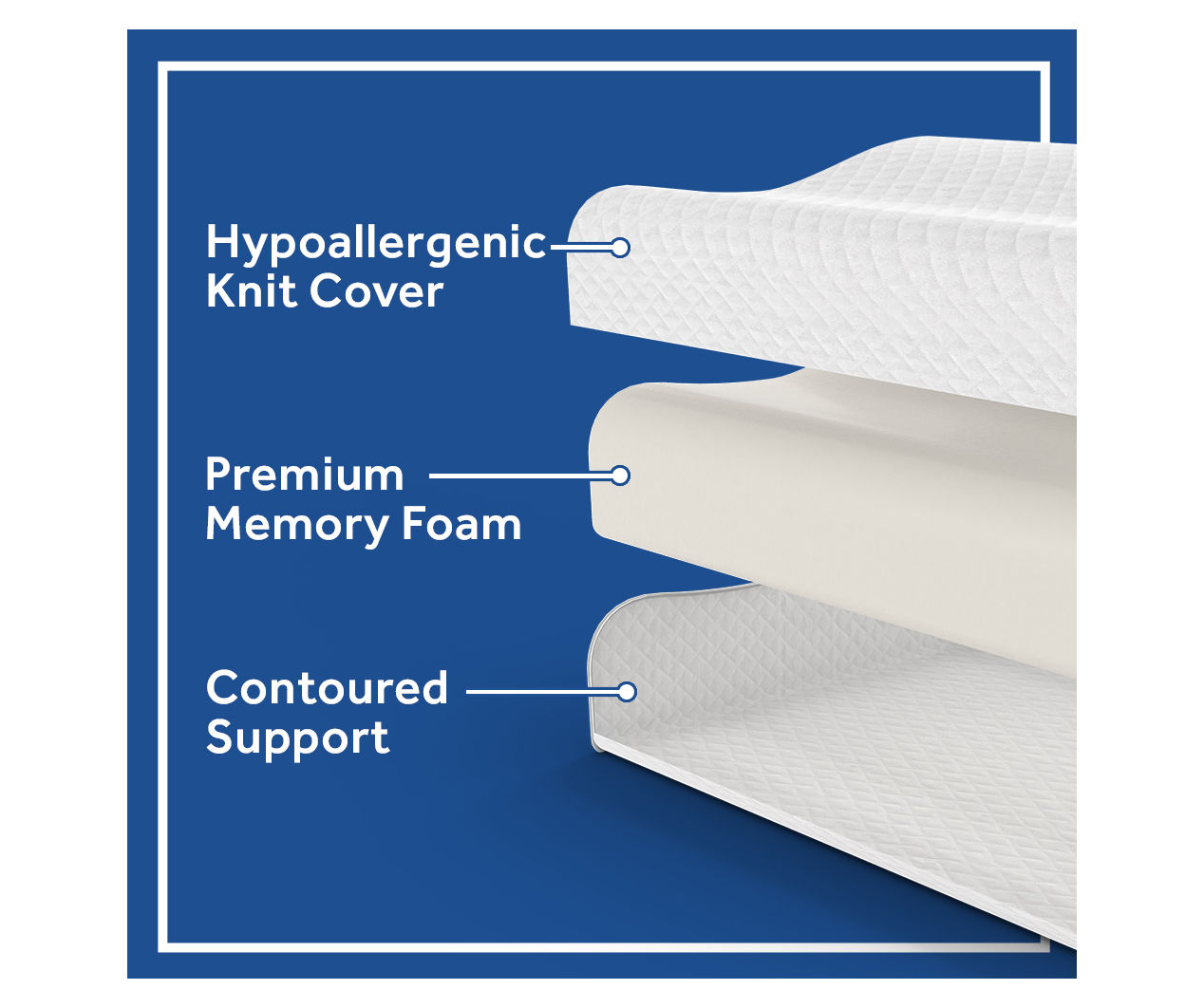 White Memory Foam Contoured Pillow