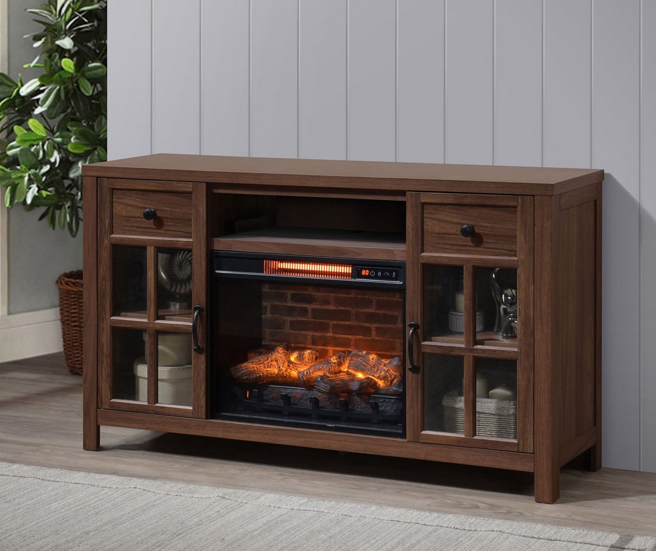 Big lots 54 online grey console fireplace