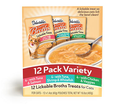Delectables Savory Broths Cat Treat Variety Pack, 12-Count