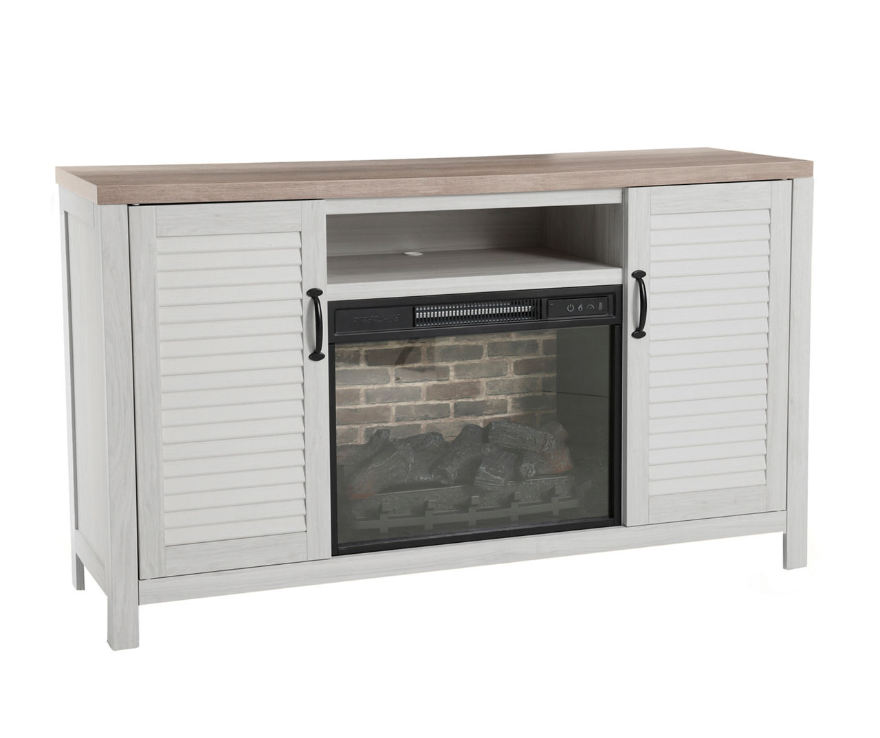 54" 2-Tone Shutter Door Electric Fireplace Console