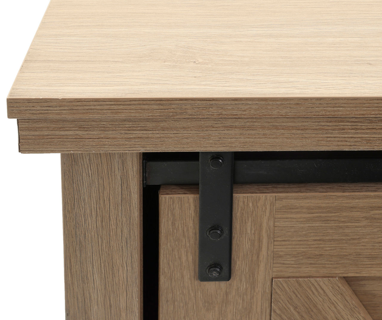 60" Light Brown Oak Barn Door Melamine Electric Fireplace