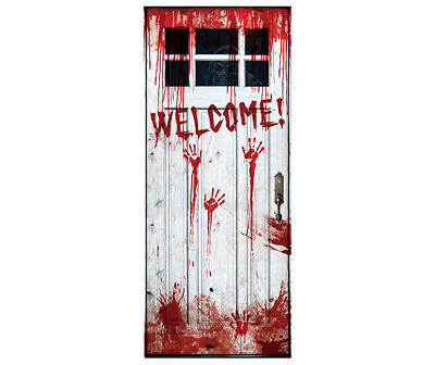"Welcome" Bloody Hand Prints Door Cover