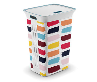 Colorful Stripe 1.75-Bushel Lidded Laundry Basket