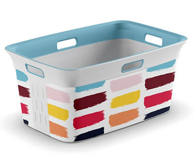 Colorful Stripe 1.25-Bushel Laundry Basket