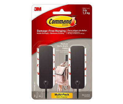 Command Matte Black Damage-Free Hanging Medium Hooks
