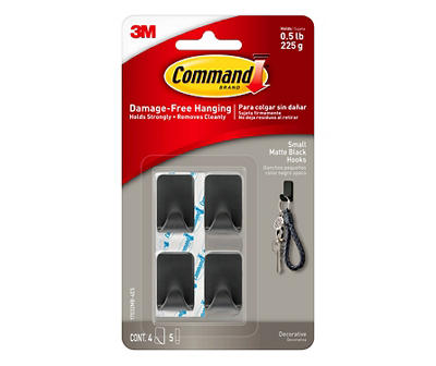 Command Matte Black Damage-Free Hanging Small Hooks