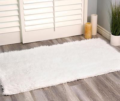 My Magic Carpet White Washable Shag Area Rug, (3' x 5')