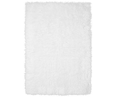 My Magic Carpet White Washable Shag Area Rug, (5' x 7')