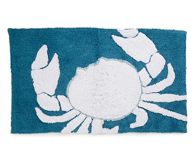 Grecian Getaway Travis Blue & White Crab Bath Rug