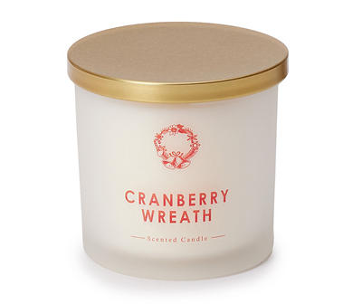 Cranberry Wreath White Frosted Jar Candle, 14 oz.