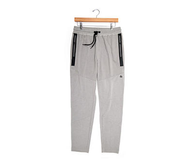 Men's Size X-Large Gray Heather Faux Leather-Accent Jogger