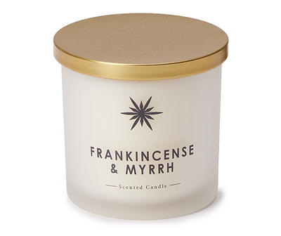 Frankincense & Myrrh White Frosted Jar Candle, 14 oz.
