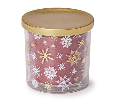 Mulled Berry Cider Dark Red Snowflake Decal Jar Candle, 14 oz.