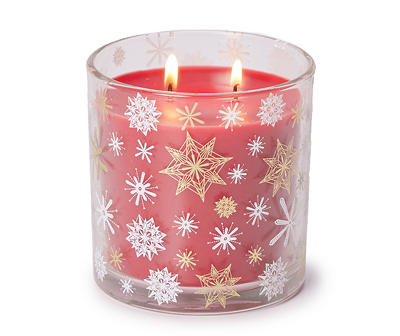 Cinnamon Apple Red Snowflake Decal Jar Candle, 14 oz.