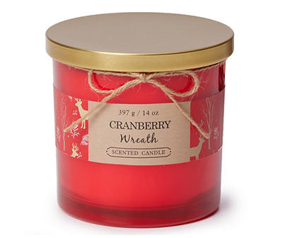 Cranberry Wreath Red Banded Jar Candle, 14 oz.
