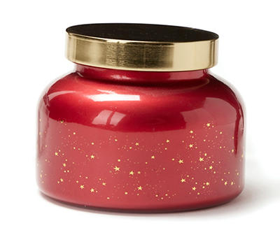 Cranberry Wreath Red Star Decal Jar Candle, 15 oz.