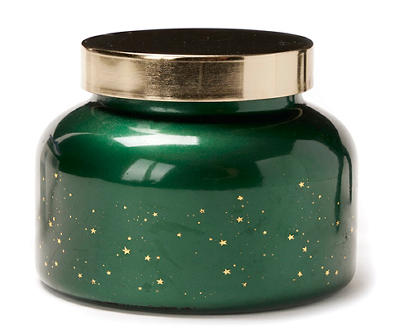 Holly & Ivy Dark Green Star Decal Jar Candle, 15 oz.