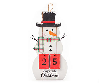 White & Red Snowman Christmas Countdown Wall Plaque