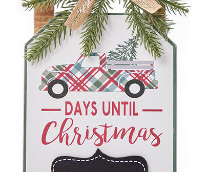 Brown & White Christmas Countdown Chalkboard Sled Wall Plaque